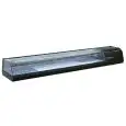 ESPOSITORE VETRINA REFRIGERATA DA TAVOLO PER SUSHI - Mod. SUSHI CASE 180 - Temperatura +1°/-1°C - Per bacinelle GN 1/3 h 40 mm - Alimentazione MONOFASE V220/1/50Hz - Dimensioni cm L 179,7 x P 38,7 x h 24 - Norma CE