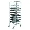 CARRELLO PORTA BACINELLE GN E TEGLIE 60x40 - MOD. CA1650 - Struttura in acciaio inox - Guide in filo di acciaio cromato - Portata N. 10 bacinelle GN 1/1 (cm 53x32,5) o N. 10 teglie/vassoi 60x40