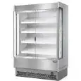 ESPOSITORE MURALE REFRIGERATO CON PORTE A BATTENTE - MOD. VULCANO VB 80 INOX - ADATTO PER FRUTTA E VERDURA - A BASSO CONSUMO ENERGETICO - VENTILATO - TEMPERATURA MINIMA DI ESERCIZIO °C +6/+8 - SELF SERVICE - NON CANALIZZABILE - NORMA CE